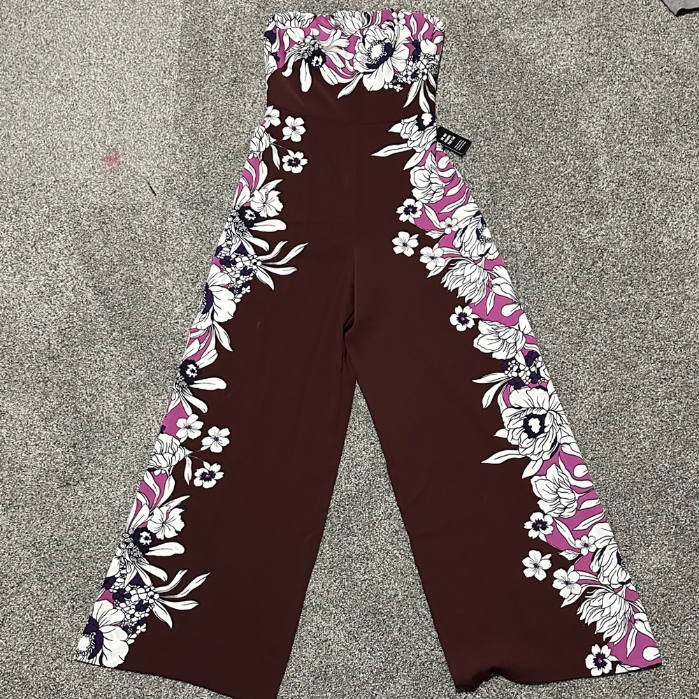 Express Floral Jumpsuit - Brown and Pink